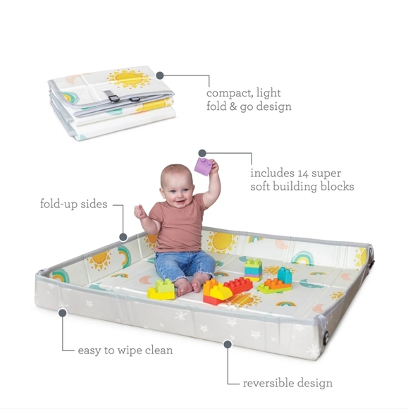 Infantino 45" Foldable Foam Playmat and 14-Piece Soft Building Blocks baby - Picture 8 of 10